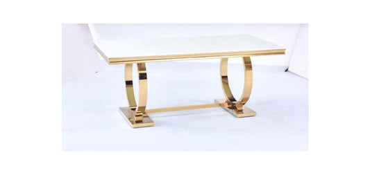 TABLE REPAS OMÉGA GOLD RESINE BLANCHE