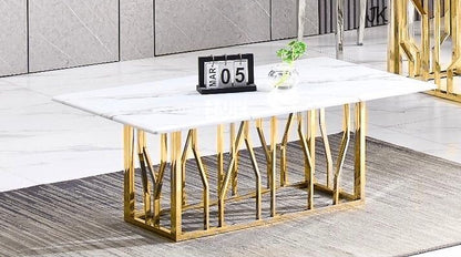 TABLE BASSE PORTOFINO GOLD MARBRE BLANC