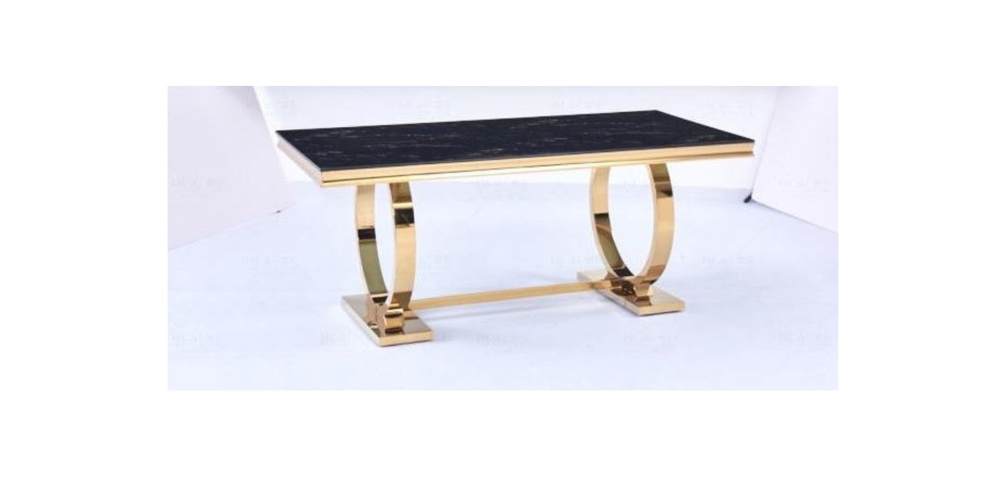 TABLE REPAS OMÉGA GOLD MARBRE NOIR