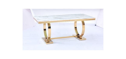 TABLE OMEGA GOLD MARBRE BLANC