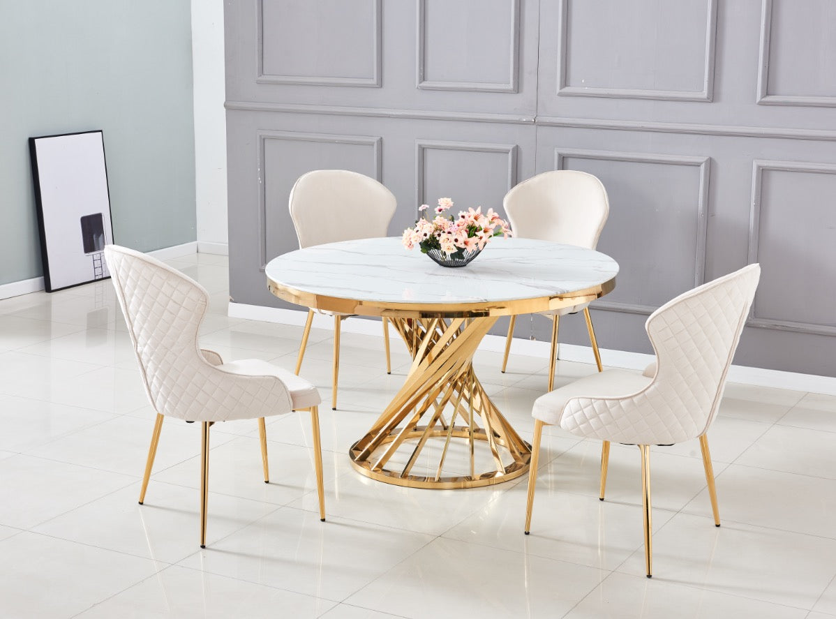 TABLE A MANGER NAUTILUS GOLD MARBRE BLANC