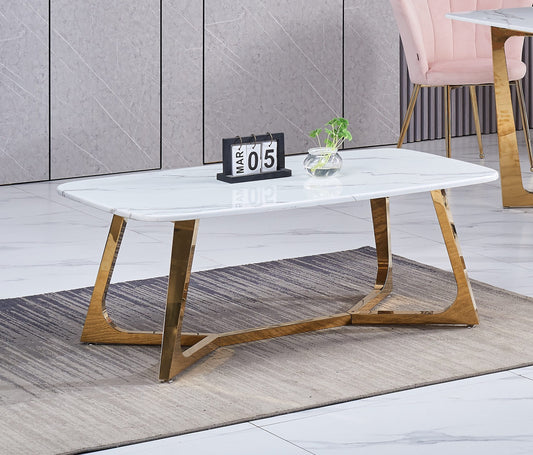 TABLE BASSE GOSSIP GOLD MARBRE BLANC